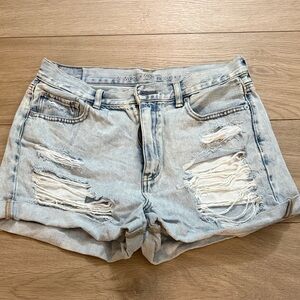 American Eagle Outfitters Light Blue Ripped Jean Shorts